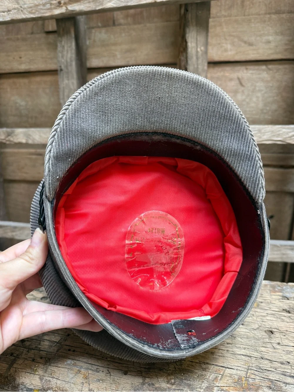Vintage Gray Corduroy Prinz Heinrich Mütze Sailor Captains Cap Hat XS Boys Kids